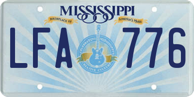 MS license plate LFA776