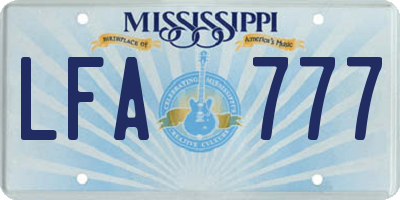 MS license plate LFA777