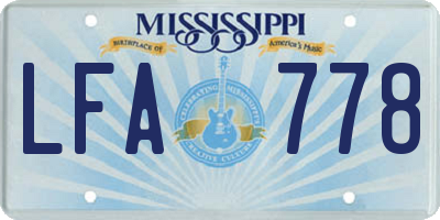 MS license plate LFA778