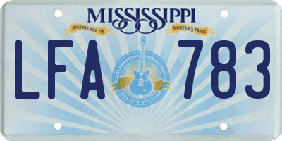MS license plate LFA783
