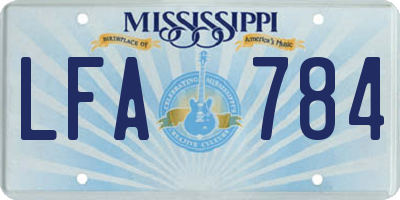 MS license plate LFA784