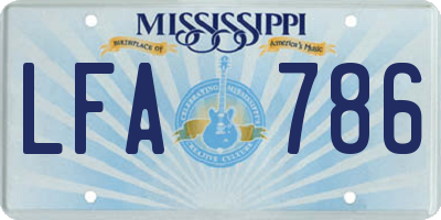 MS license plate LFA786