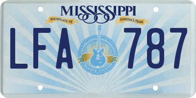 MS license plate LFA787