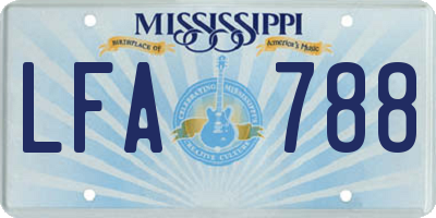 MS license plate LFA788