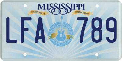 MS license plate LFA789