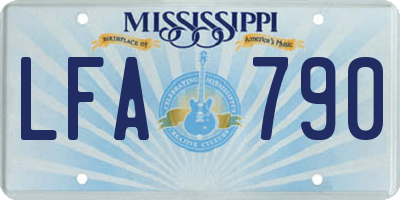 MS license plate LFA790