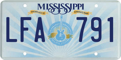 MS license plate LFA791