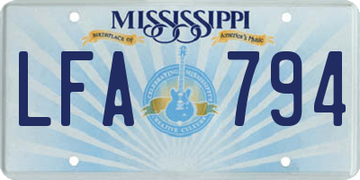 MS license plate LFA794