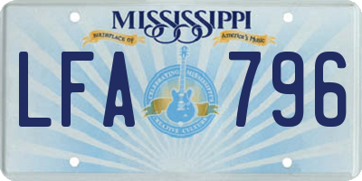 MS license plate LFA796