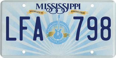 MS license plate LFA798