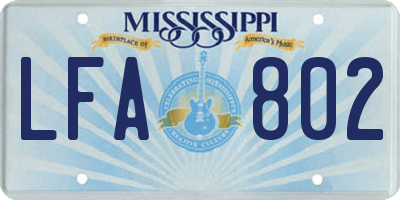 MS license plate LFA802