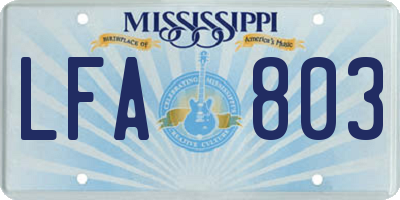 MS license plate LFA803