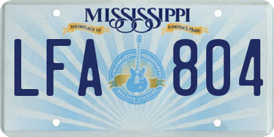 MS license plate LFA804