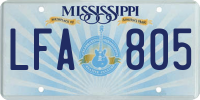 MS license plate LFA805