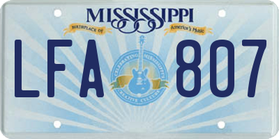 MS license plate LFA807