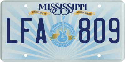 MS license plate LFA809
