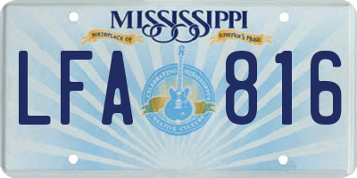 MS license plate LFA816