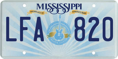 MS license plate LFA820