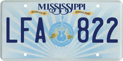 MS license plate LFA822