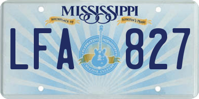 MS license plate LFA827