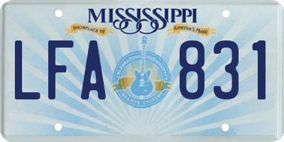 MS license plate LFA831