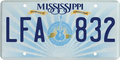 MS license plate LFA832