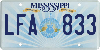 MS license plate LFA833