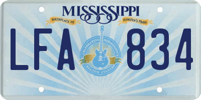 MS license plate LFA834