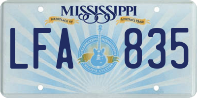 MS license plate LFA835