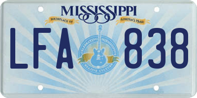 MS license plate LFA838