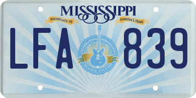 MS license plate LFA839