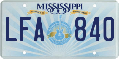 MS license plate LFA840