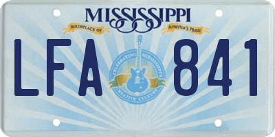 MS license plate LFA841