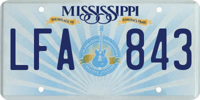 MS license plate LFA843