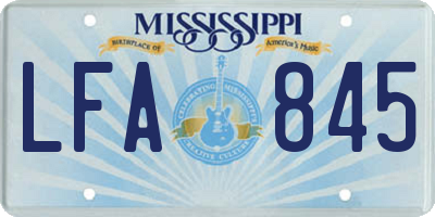 MS license plate LFA845
