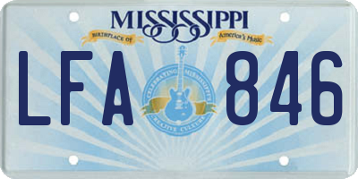 MS license plate LFA846