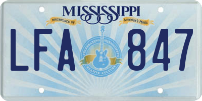 MS license plate LFA847
