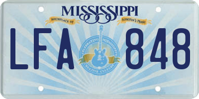 MS license plate LFA848