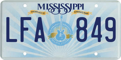 MS license plate LFA849
