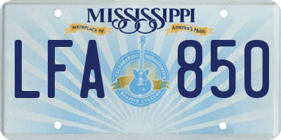 MS license plate LFA850
