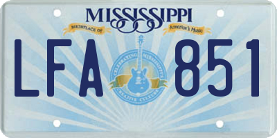 MS license plate LFA851
