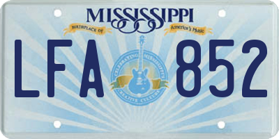 MS license plate LFA852