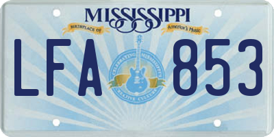 MS license plate LFA853