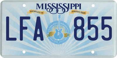 MS license plate LFA855