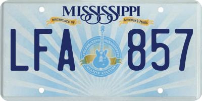MS license plate LFA857