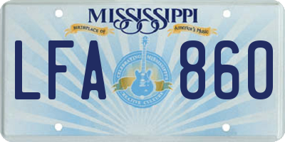 MS license plate LFA860