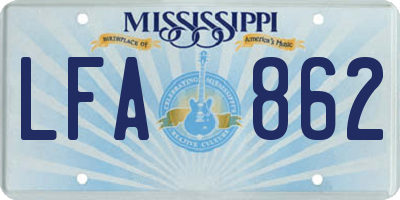 MS license plate LFA862