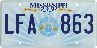 MS license plate LFA863