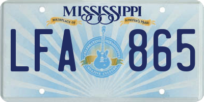 MS license plate LFA865
