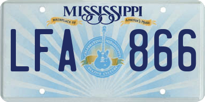 MS license plate LFA866